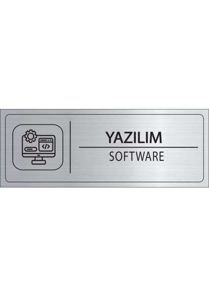 Yazılım Isimlik Gümüş Metal Kapı Isimliği Levhası Yönlendirme Tabelası