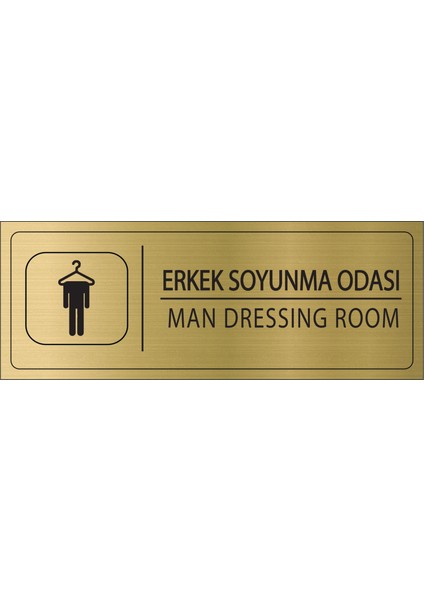 Erkek Soyunma Odası Isimlik Altın Metal Kapı Isimliği Levhası Yönlendirme Tabelası