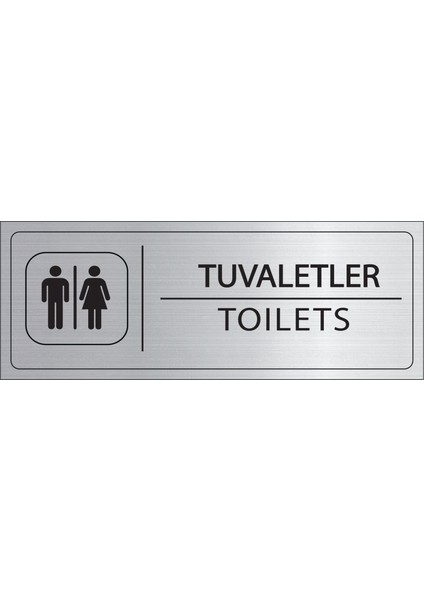 Tuvaletler Isimlik Gümüş Metal Kapı Isimliği Levhası Yönlendirme Tabelası