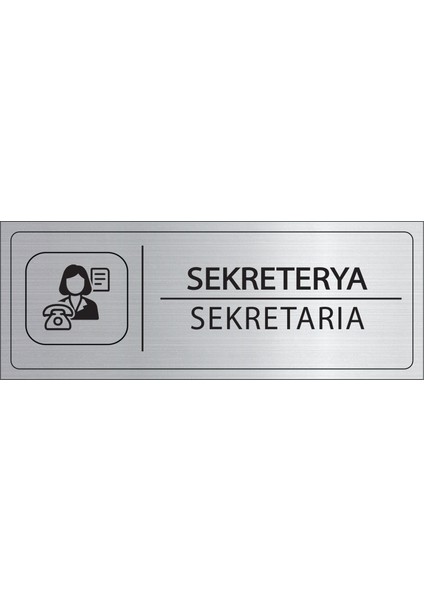 Sekreterya Isimlik Gümüş Metal Kapı Isimliği Levhası Yönlendirme Tabelası