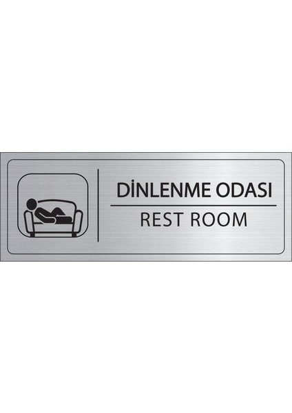 Dinlenme Odası Isimlik Gümüş Metal Kapı Isimliği Levhası Yönlendirme Tabelası