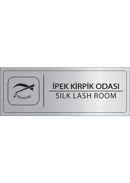 Ipek Kirpik Odası Isimlik Gümüş Metal Kapı Isimliği Levhası Yönlendirme Tabelası