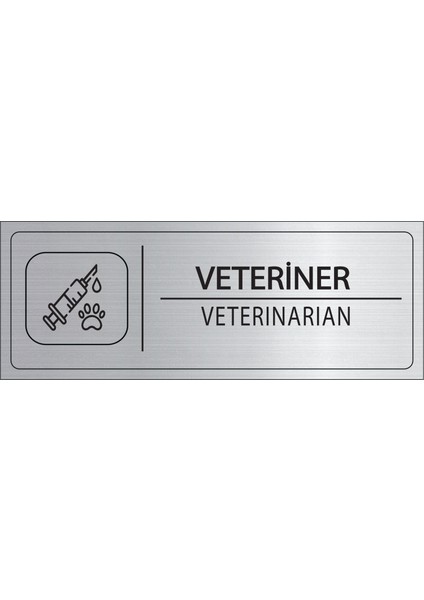 Veteriner Isimlik Gümüş Metal Kapı Isimliği Levhası Yönlendirme Tabelası