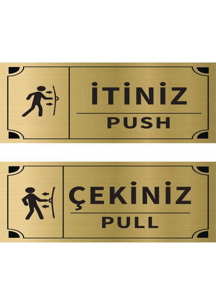 Itiniz - Çekiniz Dikdörtgen Ikili Levha Set Altın Metal Yönlendirme Tabelası Kişiye Özel