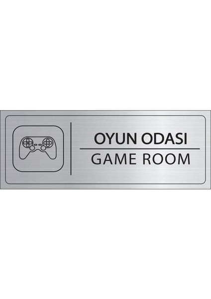 Oyun Odası Isimlik Gümüş Metal Kapı Isimliği Levhası Yönlendirme Tabelası