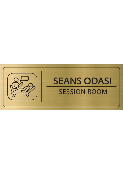 Seans Odası Isimlik Altın Metal Kapı Isimliği Levhası Yönlendirme Tabelası