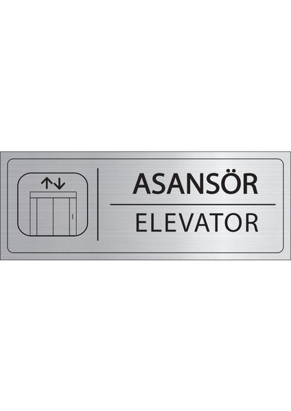 Asansör Isimlik Gümüş Metal Kapı Isimliği Levhası Yönlendirme Tabelası