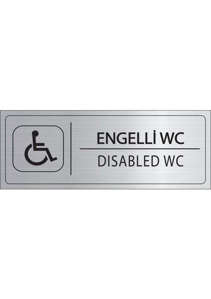 Engelli Wc Isimlik Gümüş Metal Kapı Isimliği Levhası Yönlendirme Tabelası