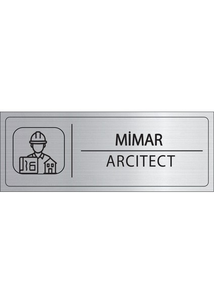 Mimar Isimlik Gümüş Metal Kapı Isimliği Levhası Yönlendirme Tabelası