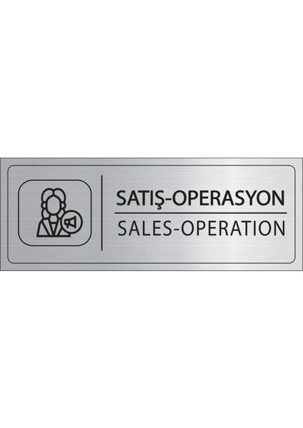 Satış Operasyon Isimlik Gümüş Metal Kapı Isimliği Levhası Yönlendirme Tabelası