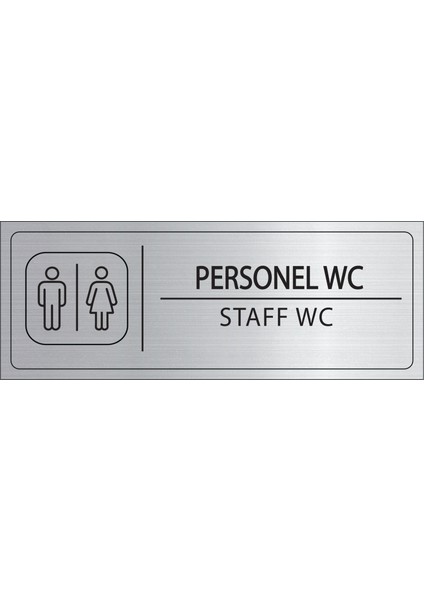 Personel Wc Isimlik Gümüş Metal Kapı Isimliği Levhası Yönlendirme Tabelası