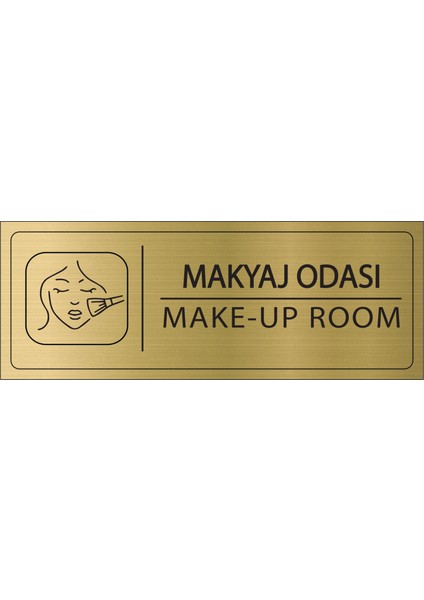 Makyaj Odası Isimlik Altın Metal Kapı Isimliği Levhası Yönlendirme Tabelası