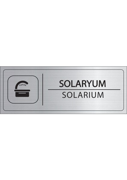 Solaryum Isimlik Gümüş Metal Kapı Isimliği Levhası Yönlendirme Tabelası
