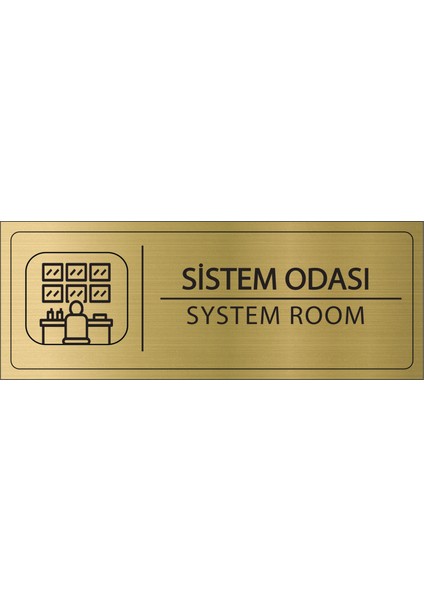 Sistem Odası Isimlik Altın Metal Kapı Isimliği Levhası Yönlendirme Tabelası