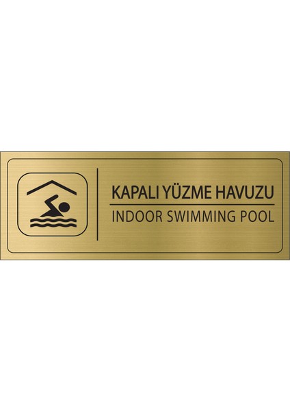 Kapalı Yüzme Havuzu Isimlik Altın Metal Kapı Isimliği Levhası Yönlendirme Tabelası