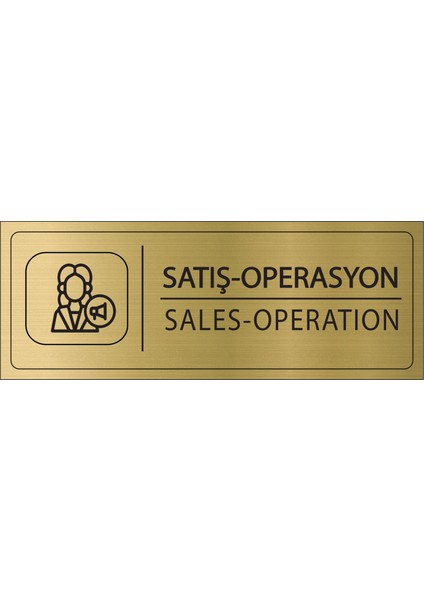 Satış Operasyon Isimlik Altın Metal Kapı Isimliği Levhası Yönlendirme Tabelası