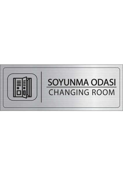 Soyunma Odası Isimlik Gümüş Metal Kapı Isimliği Levhası Yönlendirme Tabelası