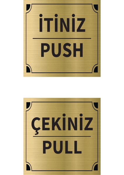 Itiniz - Çekiniz Kare Ikili Levha Set Altın Metal Yönlendirme Tabelası Kişiye Özel