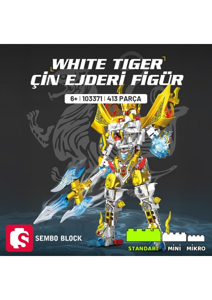 White Tiger Çin Ejderi Figür Yapı Bloğu Seti