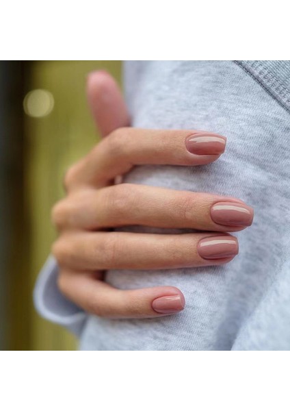 Nude Düz Kısa 24’lü Takma Tırnak Seti ve Zararsız Yapıştırıcı