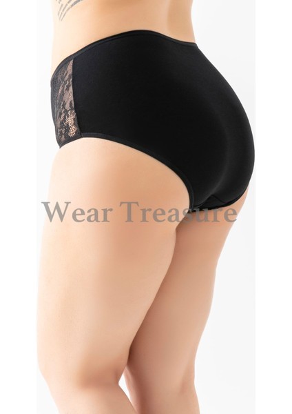 Hnx 4'lü Pamuklu Ön ve Arka Dantelli Yüksek Bel Büyük Beden Kadın Külot