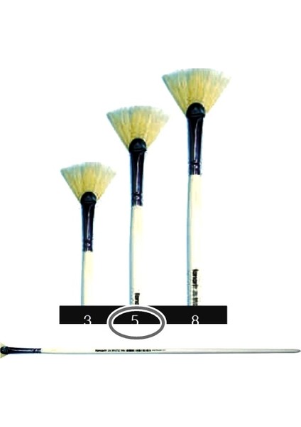 Sert Kıl Yelpaze Fırça 268 No:5 Uzun Sap - 2 Adet