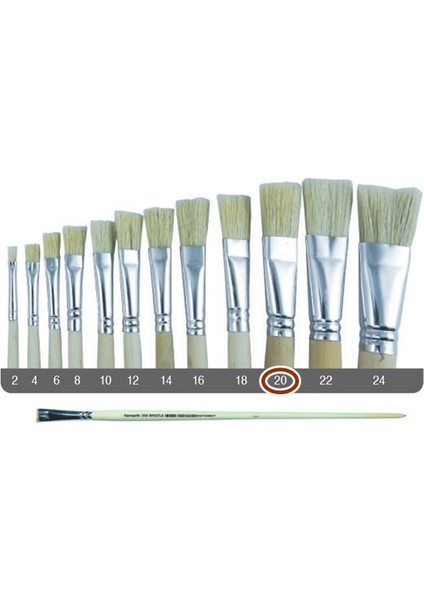 Sert Kıl Yassı Fırça 258 No:20 Uzun Sap - 2 Adet