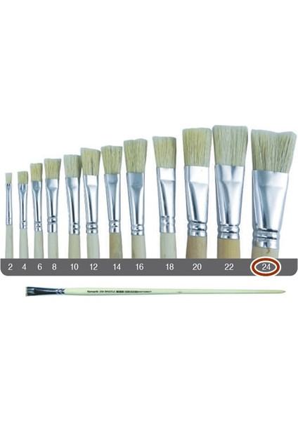 Sert Kıl Yassı Fırça 258 No:24 Uzun Sap - 2 Adet