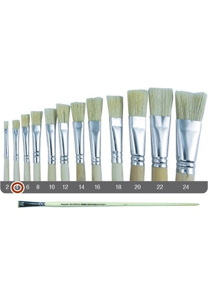 Sert Kıl Yassı Fırça 258 No:4 Uzun Sap - 2 Adet