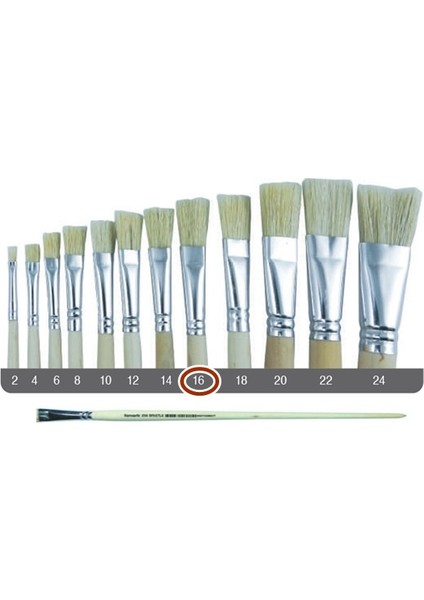 Sert Kıl Yassı Fırça 258 No:16 Uzun Sap - 2 Adet