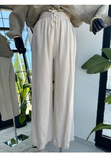 Ikol Kot Tensel Bol Paça Pantolon Bej