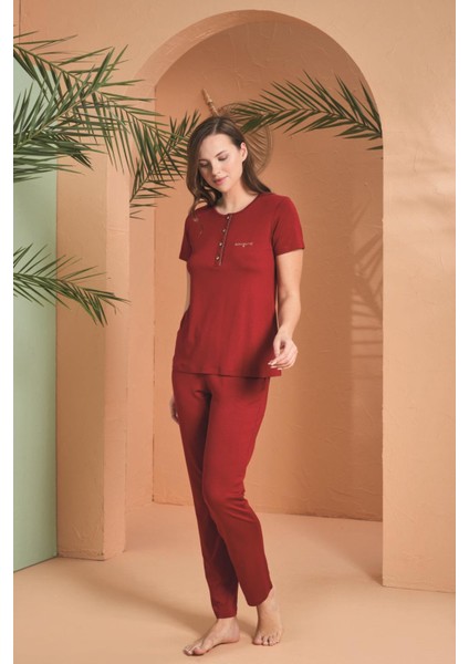 Kadın Bordo Pijama Takım 27068