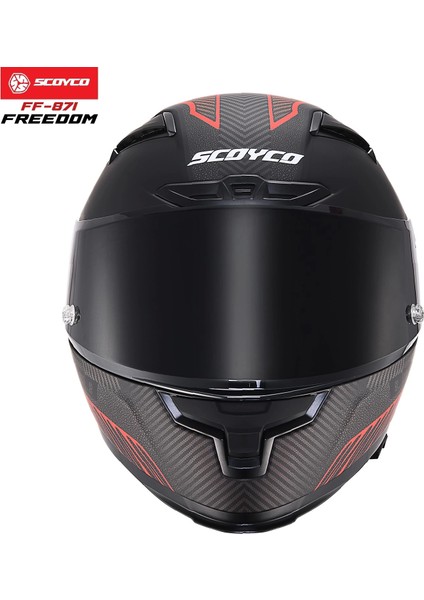 FF-871 Freedom Mat Siyah-Kırmızı Güneş Vizörlü Kapalı Kask (Siyah Camlı) fırsatları