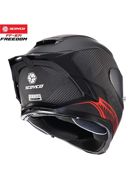 FF-871 Freedom Mat Siyah-Kırmızı Güneş Vizörlü Kapalı Kask (Siyah Camlı) indirimleri