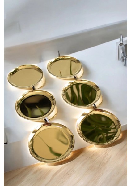 6 Adet Metal Sunumluk Tatlı Çerez Servis Tabağı Gold