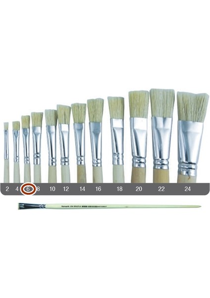 Sert Kıl Yassı Fırça 258 No:6 Uzun Sap - 2 Adet