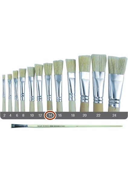 Sert Kıl Yassı Fırça 258 No:14 Uzun Sap - 2 Adet