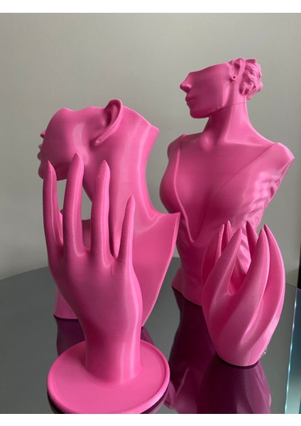Pembe 4lü Set Dekoratif Takı Organizer Manken Standı Makyaj Mücevher Kolye Tasarım Sergi Yüzük indirimleri