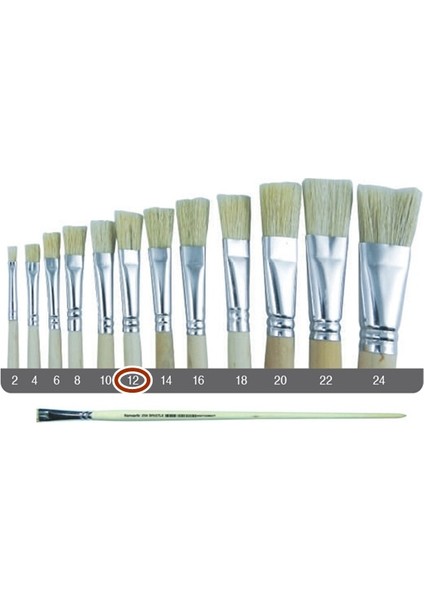 Sert Kıl Yassı Fırça 258 No:12 Uzun Sap - 2 Adet
