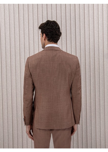 Erkek Likralı Slim Fit Sivri Yaka Yelekli Takım Elbise