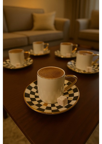 12PARÇA Modern ve Şık Porselen Kahve Fincan Takımı ☕🎨