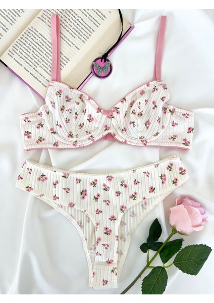 Cotton Çiçek Desenli Balenli Kapsız Iç Çamaşırı Takımı fiyatları