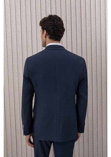 Erkek Likralı Slim Fit Sivri Yaka Yelekli Takım Elbise