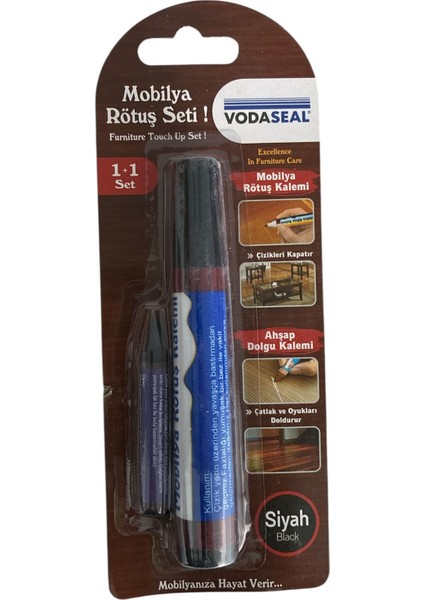 Mobilya Ahşap Rötuş ve Dolgu Kalemi Siyah Vodaseal