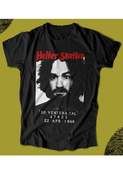 'helter Skelter - Charles Manson‘ Baskılı 'regular-Fit' Unisex Tişört