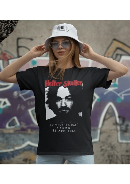 'helter Skelter - Charles Manson‘ Baskılı 'regular-Fit' Unisex Tişört