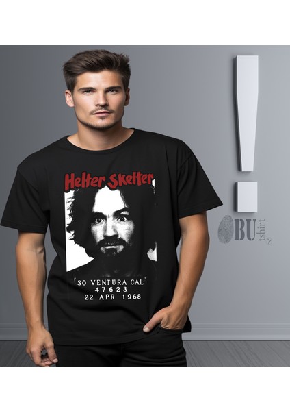 'helter Skelter - Charles Manson‘ Baskılı 'regular-Fit' Unisex Tişört