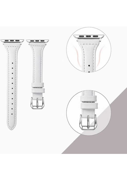 Apple ​​​Watch 40MM Uyumlu Krd-28 Deri Kordon Mkst - Beyaz fiyatları