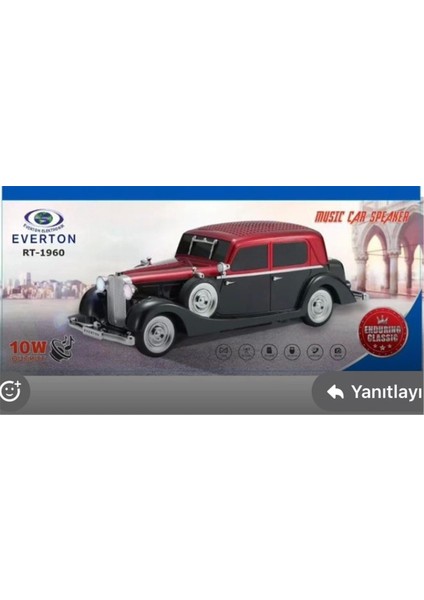 RT-1960 Kırmızı Arabalı Bluetooth Fm-Usb-Tf-Aux Şarjlı Nostaljik Radyo