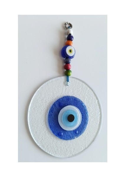 Mavi Nazar Boncuklu El Yapımı Şeffaf Cam Duvar Süsü indirimleri